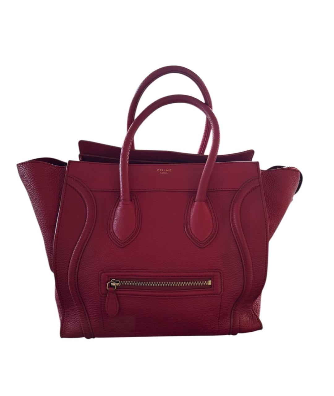 CELINE Красная кожаная сумка с короткими ручками, фото 1