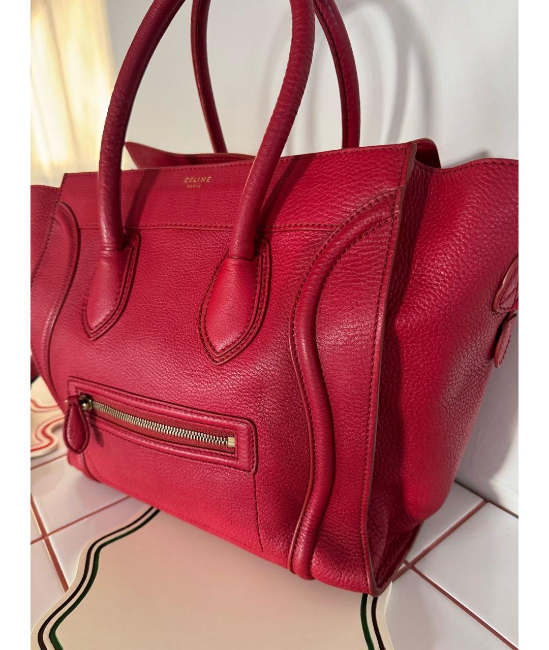 CELINE Красная кожаная сумка с короткими ручками, фото 2