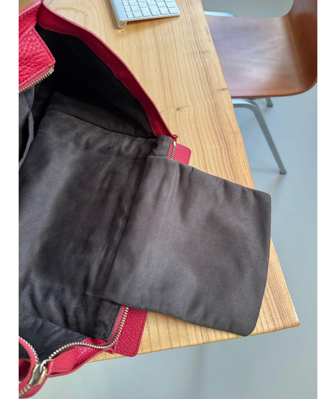 CELINE Красная кожаная сумка с короткими ручками, фото 3