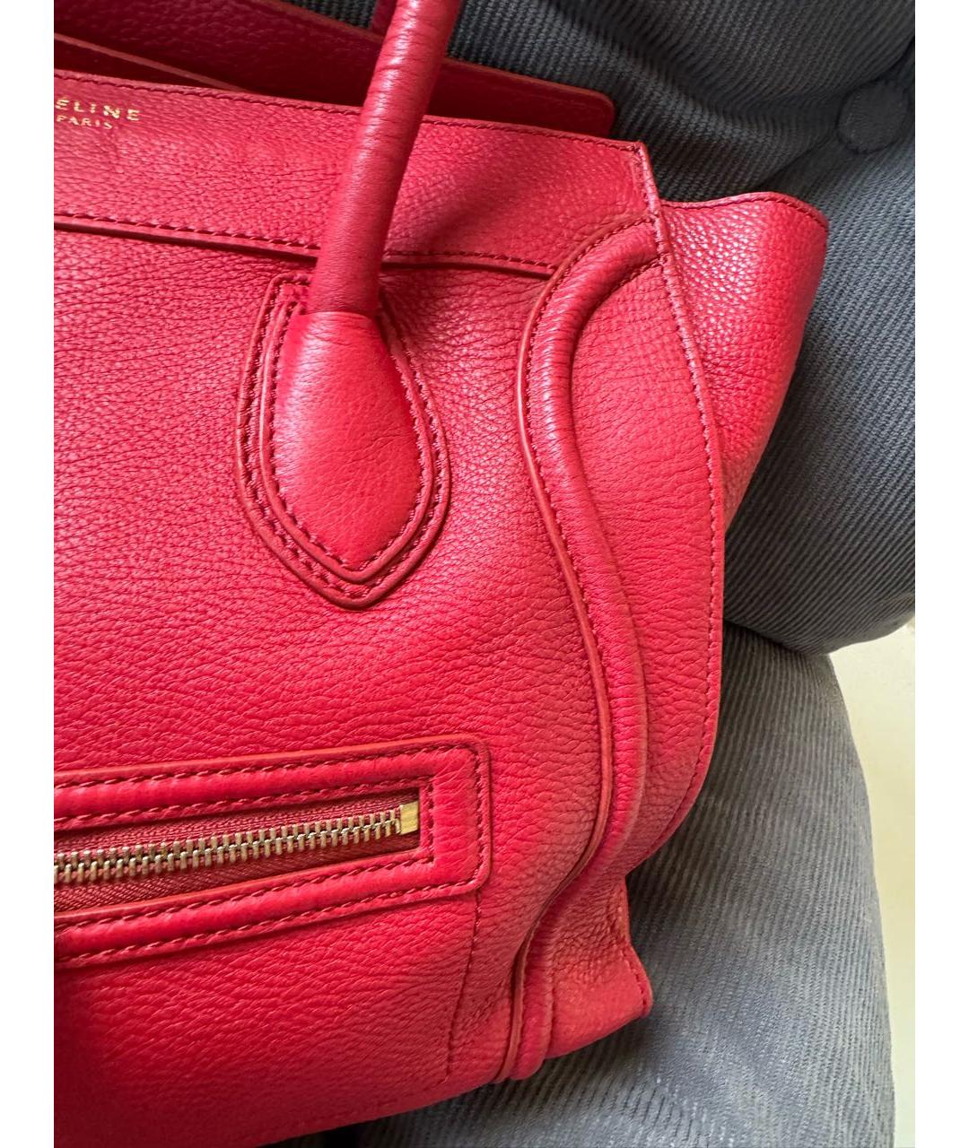 CELINE Красная кожаная сумка с короткими ручками, фото 8