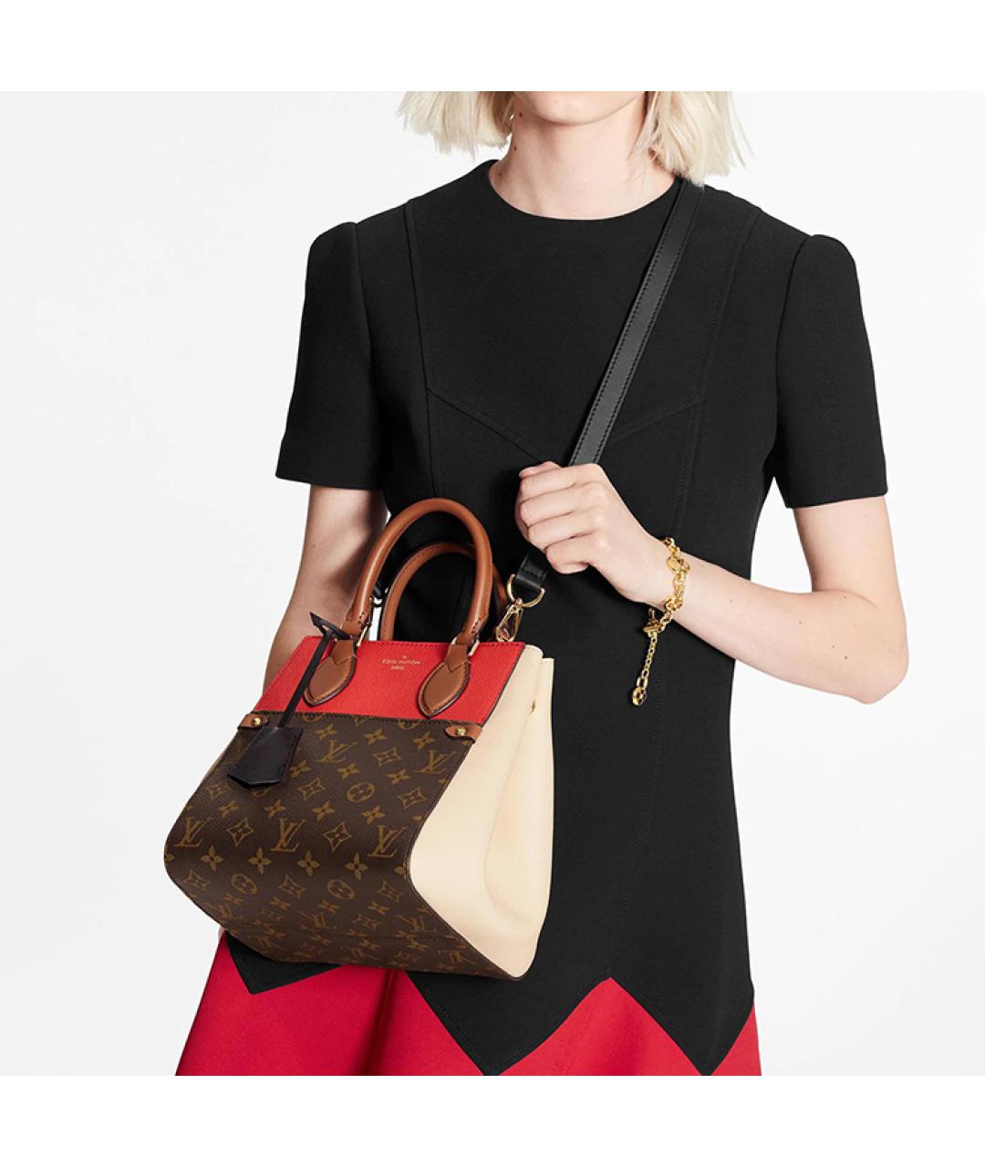 LOUIS VUITTON Коричневая кожаная сумка через плечо, фото 4