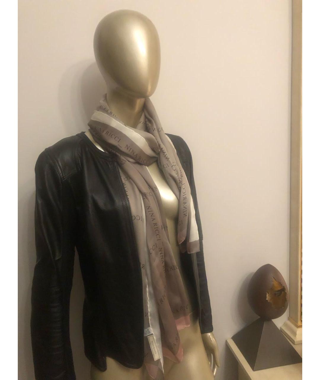 NINA RICCI Коричневый шелковый шарф, фото 8