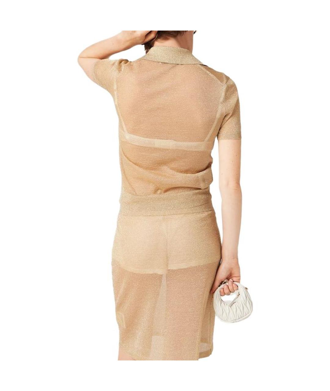 MIU MIU Золотая шелковая рубашка, фото 4