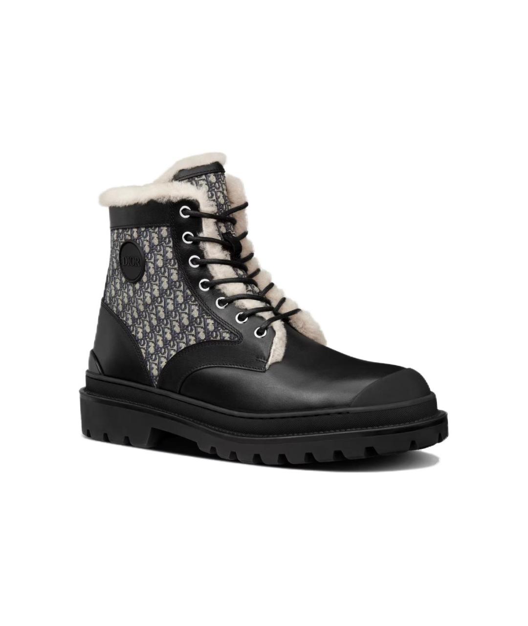 CHRISTIAN DIOR Черные кожаные высокие ботинки, фото 3