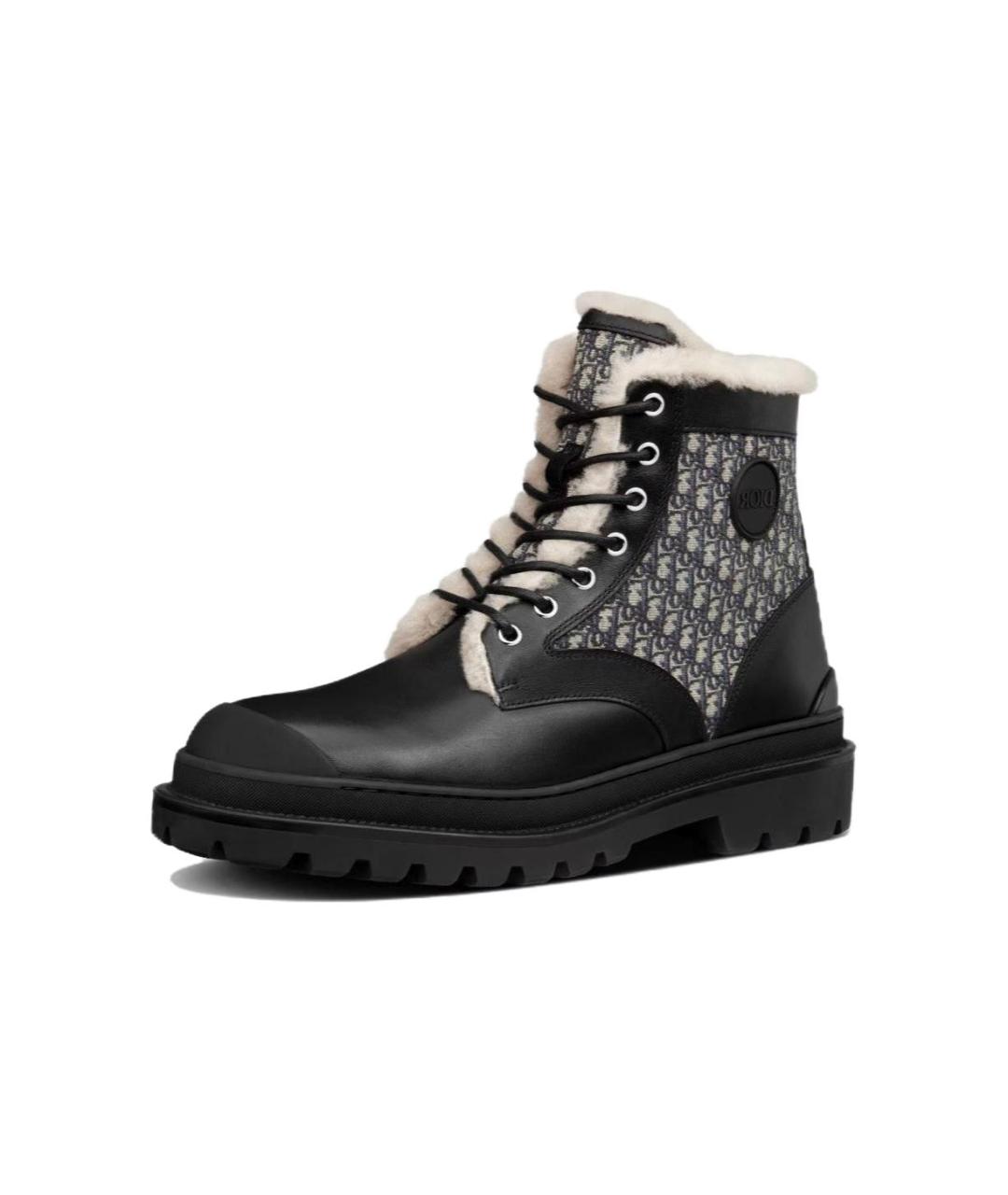 CHRISTIAN DIOR Черные кожаные высокие ботинки, фото 2