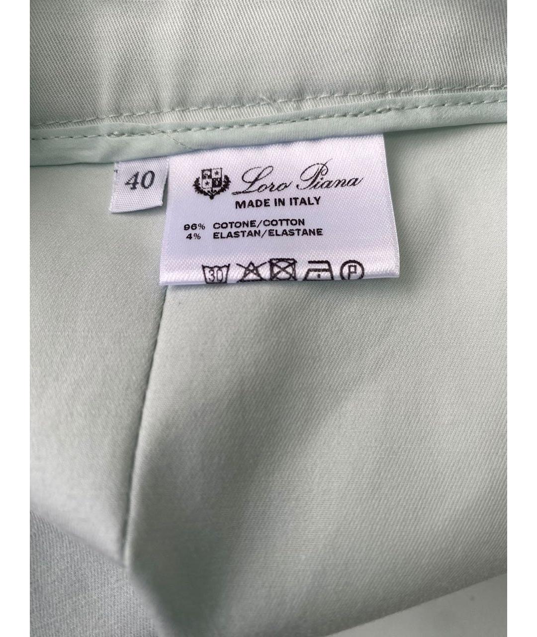 LORO PIANA Голубые хлопко-эластановые прямые брюки, фото 4