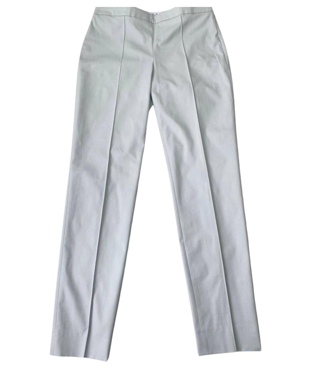 LORO PIANA Голубые хлопко-эластановые прямые брюки, фото 1