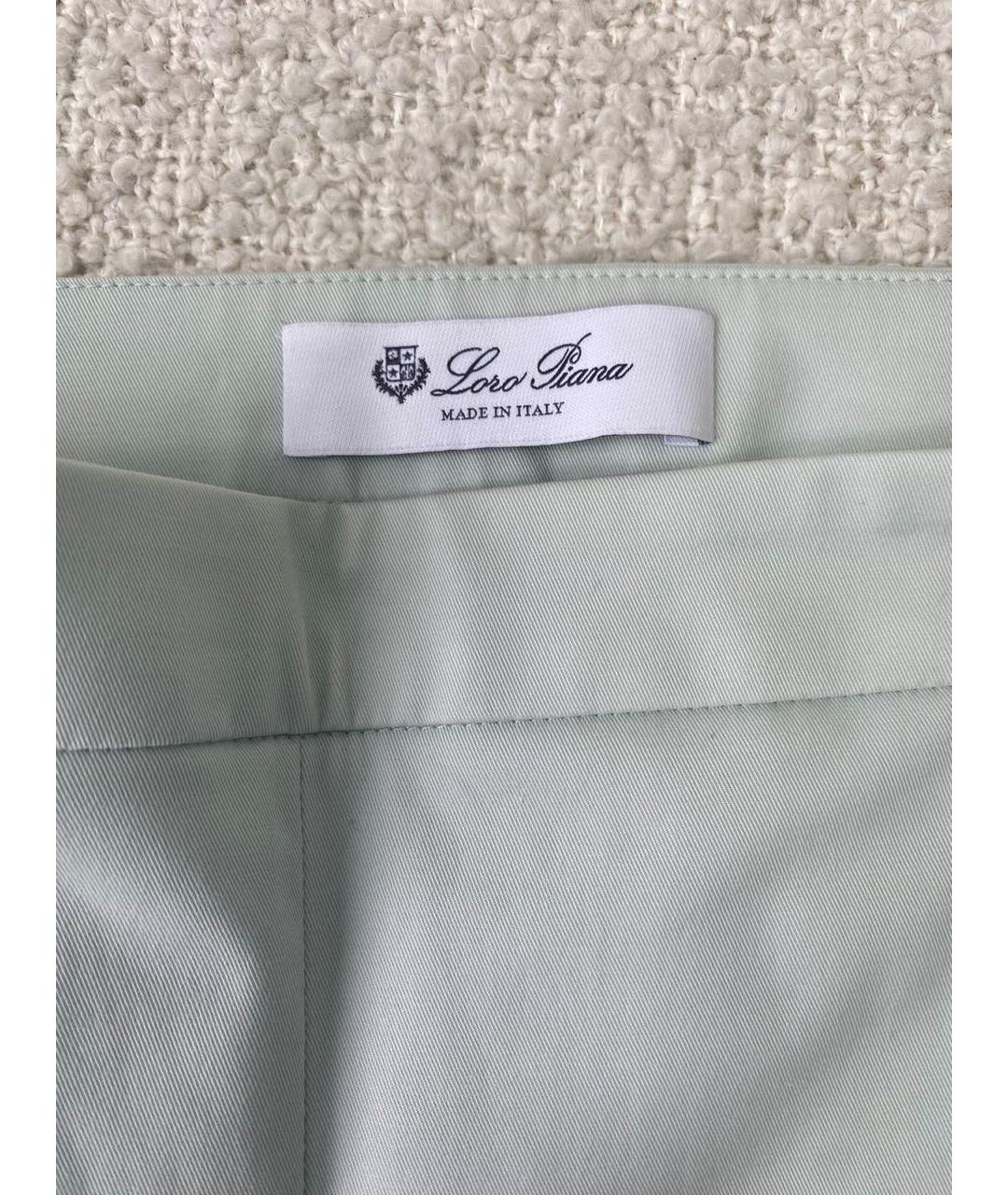 LORO PIANA Голубые хлопко-эластановые прямые брюки, фото 5