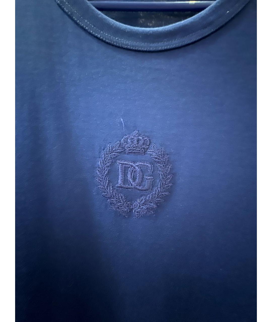 DOLCE&GABBANA Темно-синяя хлопковая футболка, фото 4