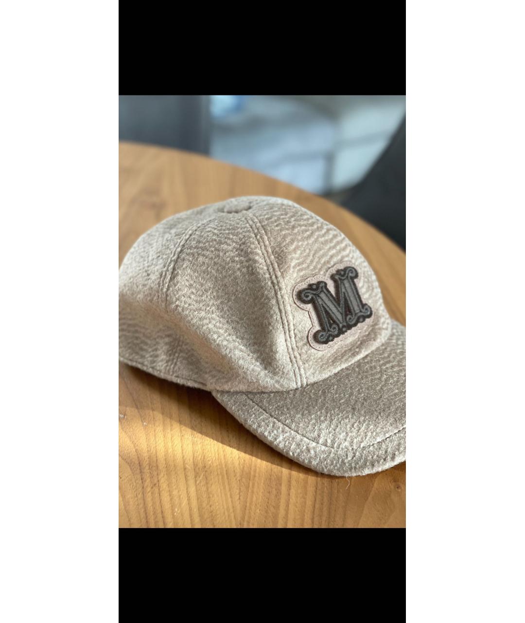 MAX MARA Коричневая шерстяная кепка, фото 2