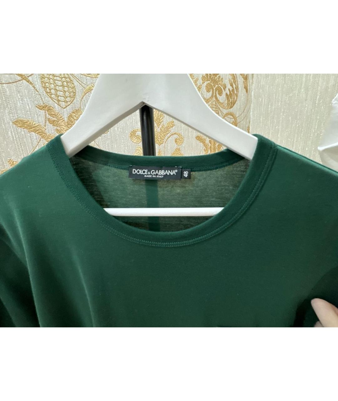 DOLCE&GABBANA Зеленая хлопковая футболка, фото 3