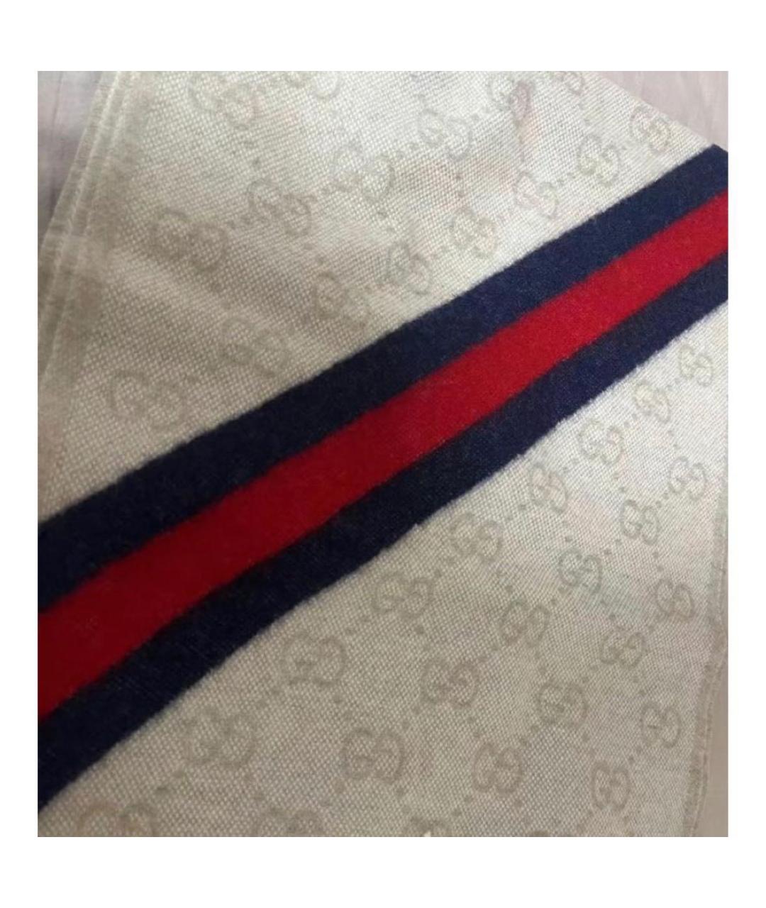 GUCCI Бежевый шерстяной шарф, фото 5