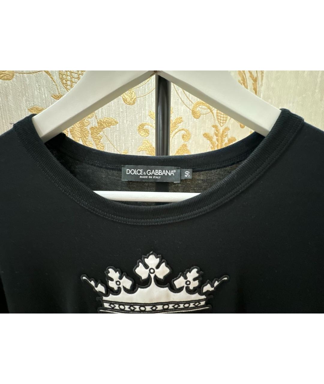 DOLCE&GABBANA Черная хлопковая футболка, фото 3