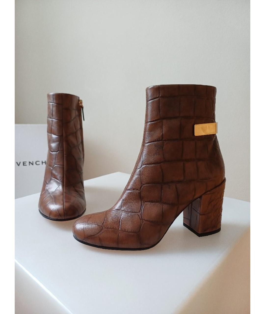 GIVENCHY Коричневые кожаные ботильоны, фото 5