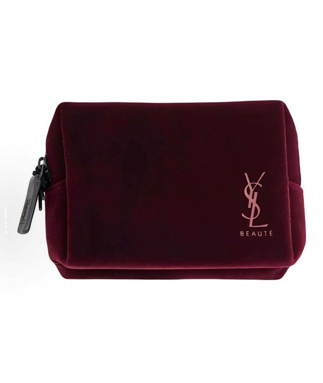 YVES SAINT LAURENT BEAUTY Бордовая бархатная косметичка, фото 5