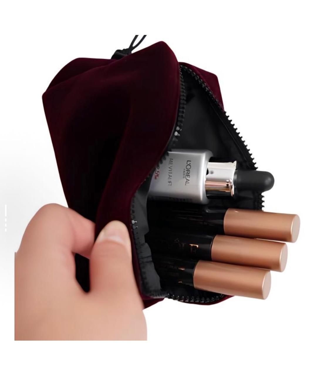 YVES SAINT LAURENT BEAUTY Бордовая бархатная косметичка, фото 3