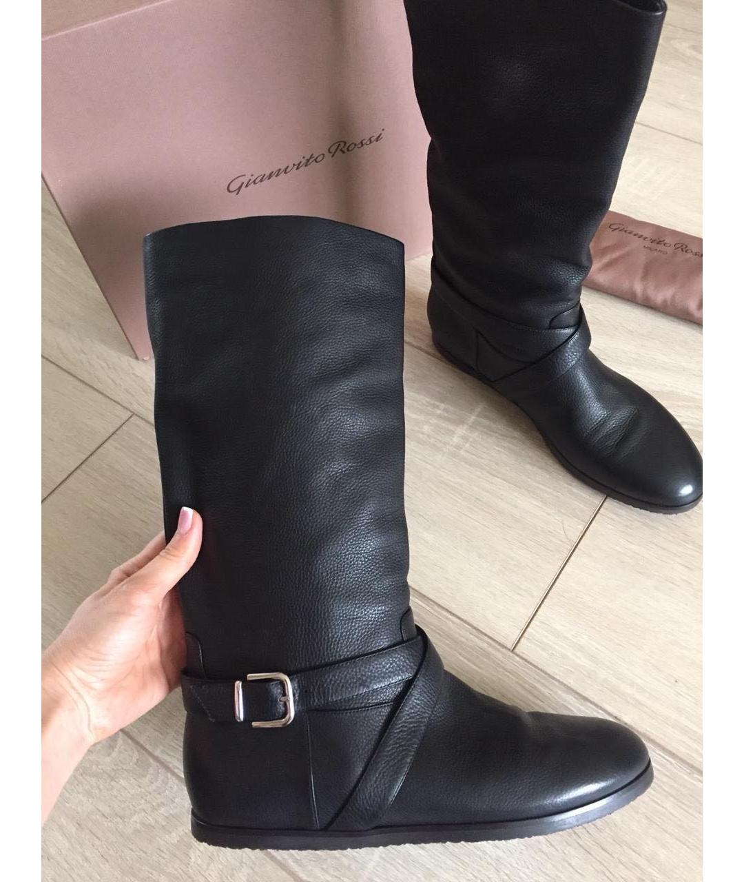 GIANVITO ROSSI Черные кожаные сапоги, фото 9