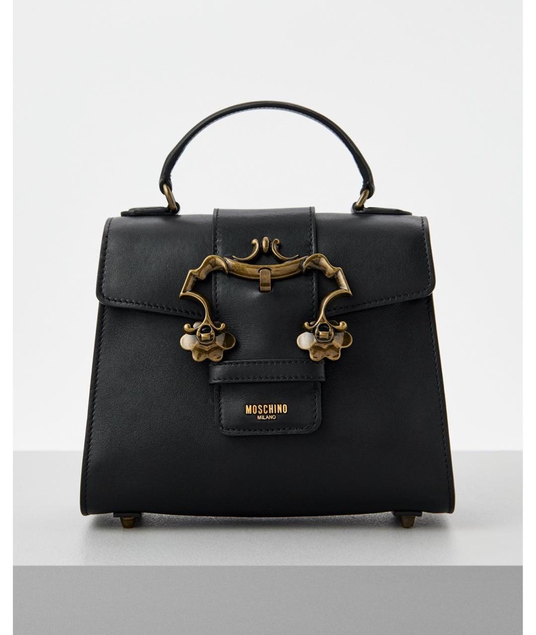 MOSCHINO Черная кожаная сумка через плечо, фото 7