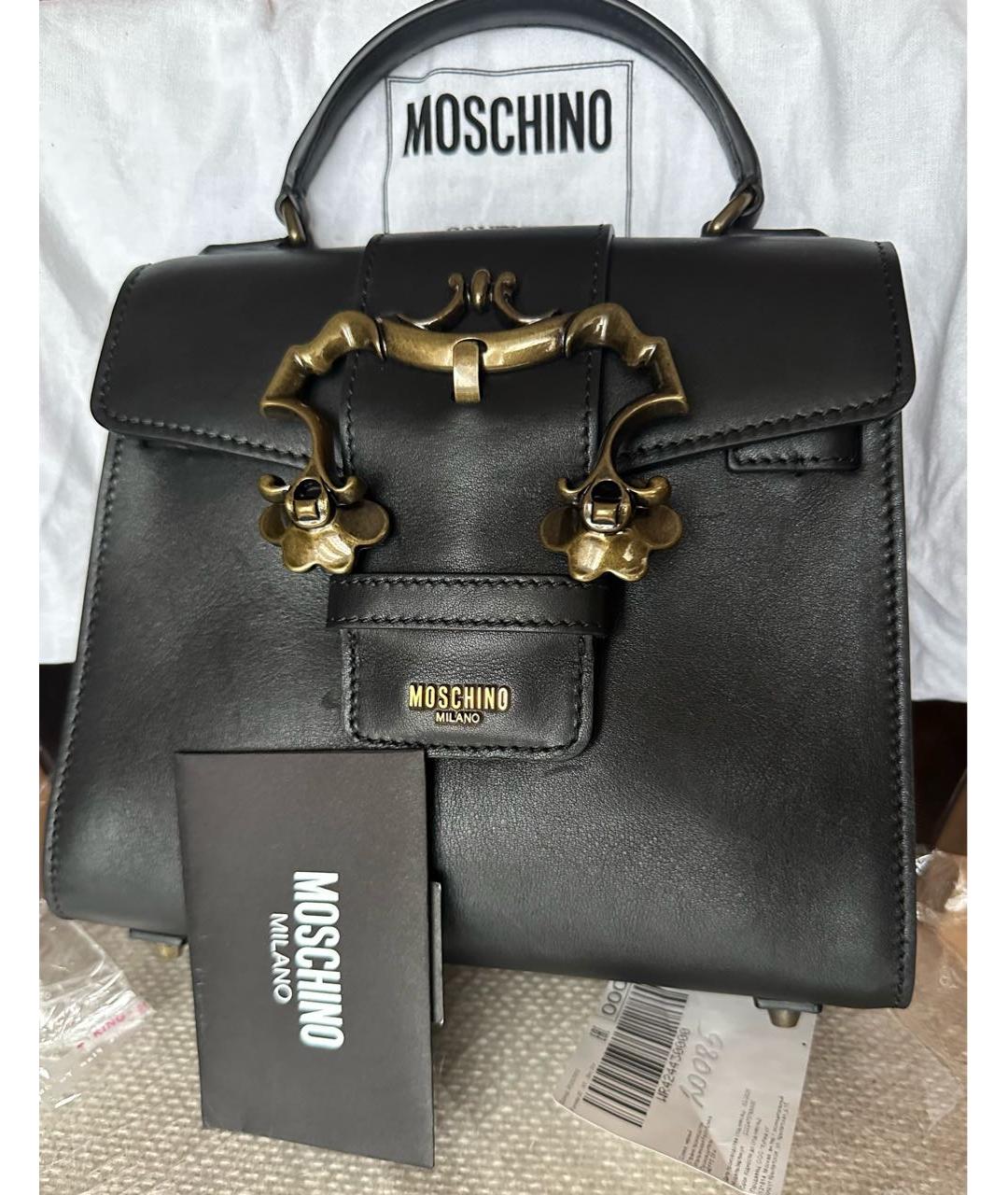 MOSCHINO Черная кожаная сумка через плечо, фото 6