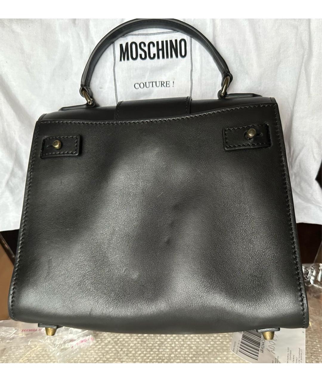 MOSCHINO Черная кожаная сумка через плечо, фото 3
