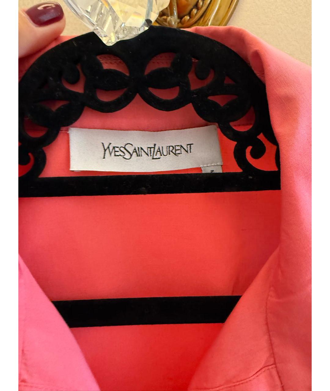 SAINT LAURENT Коралловая хлопковая рубашка, фото 3