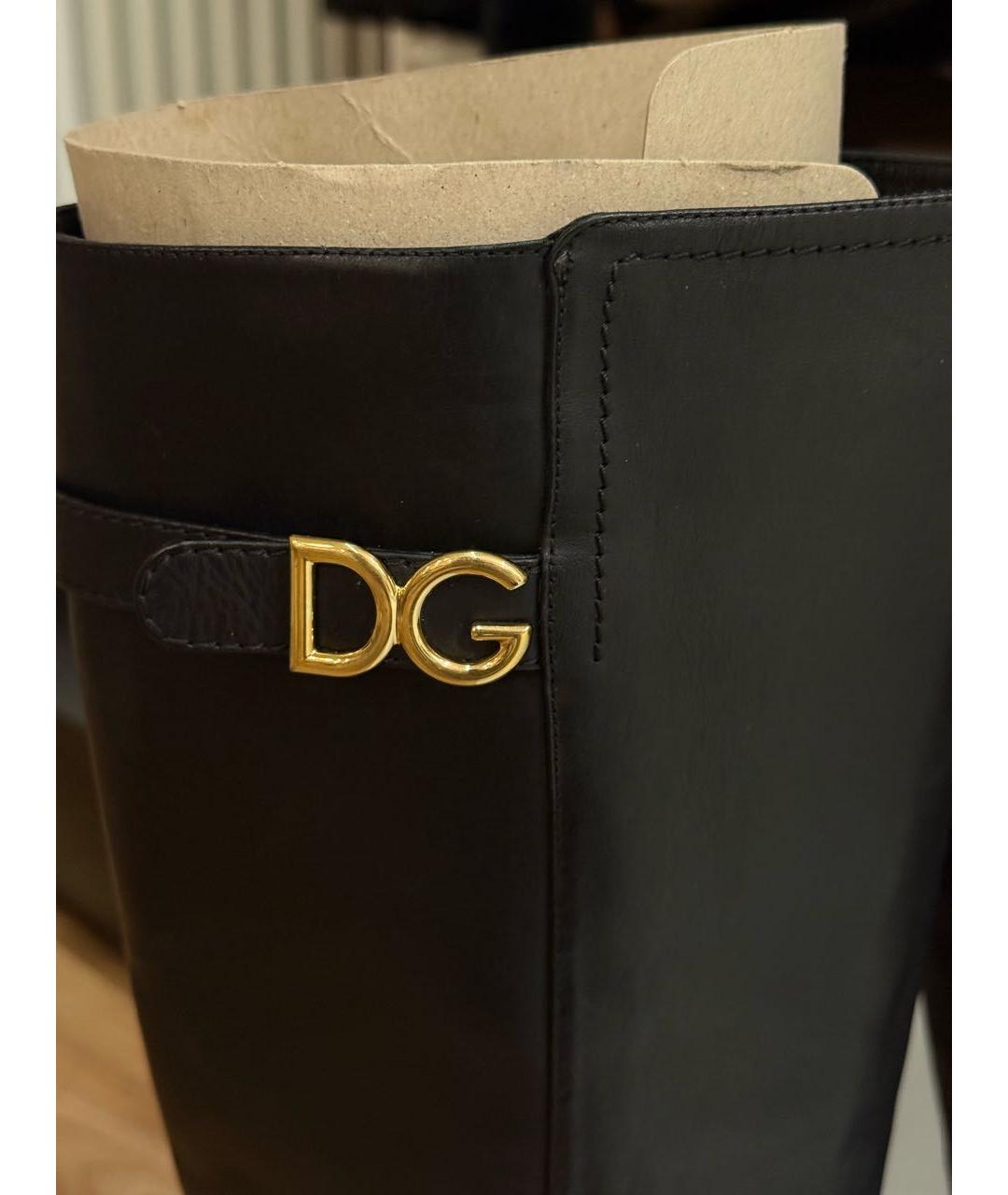 DOLCE&GABBANA Черные кожаные сапоги, фото 4