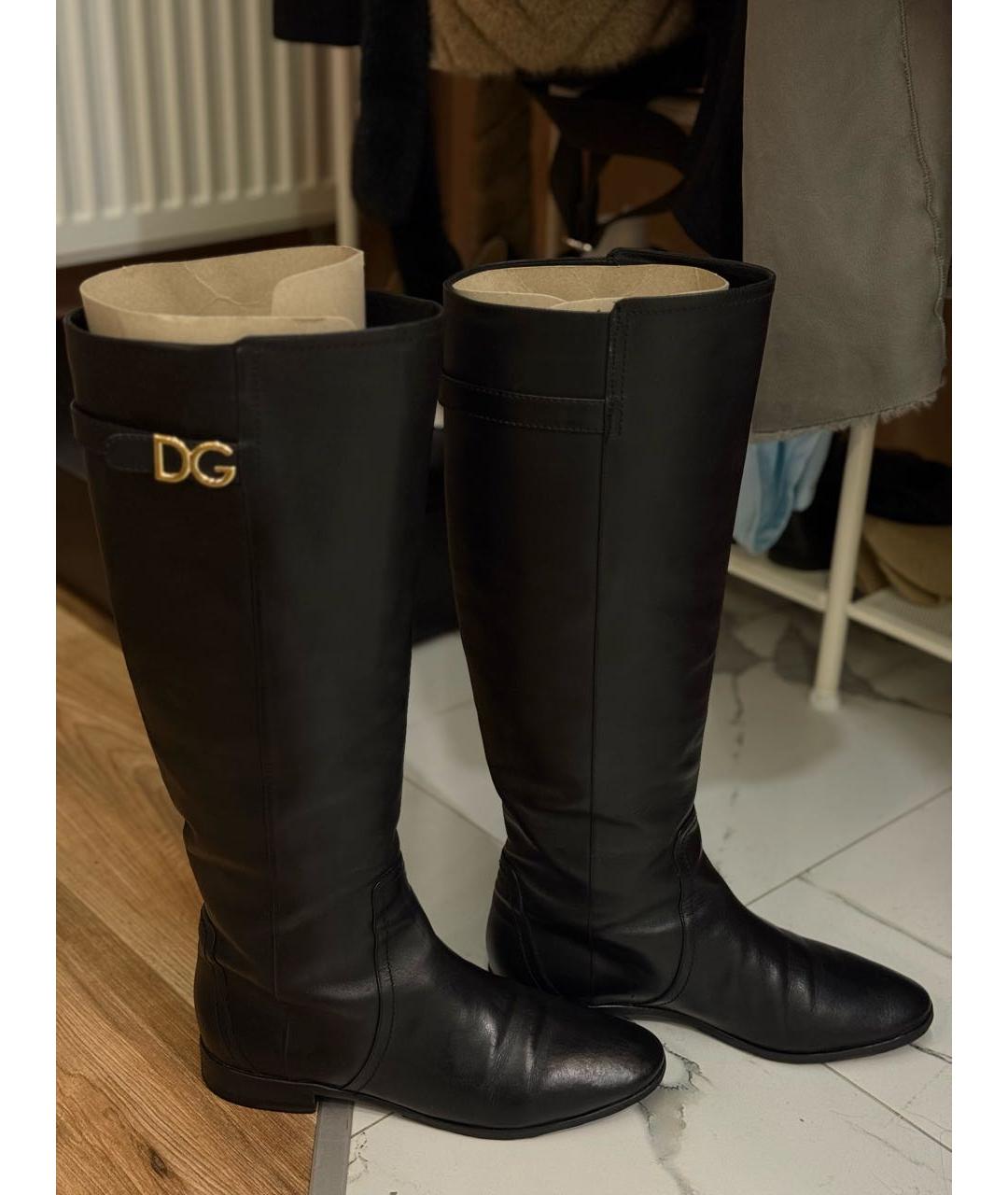 DOLCE&GABBANA Черные кожаные сапоги, фото 6
