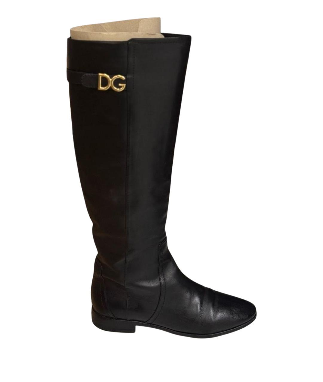 DOLCE&GABBANA Черные кожаные сапоги, фото 1