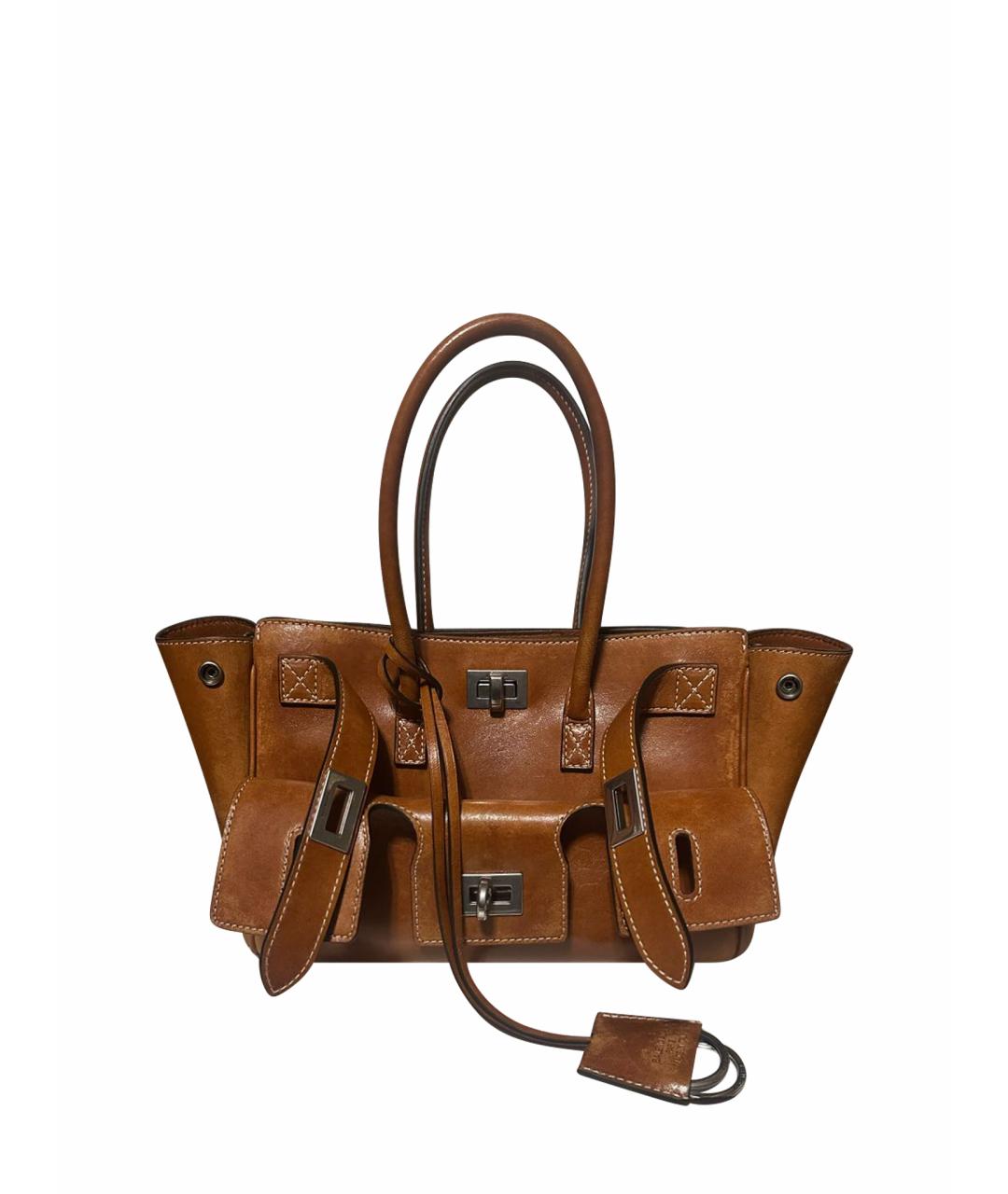 BALENCIAGA Коричневая кожаная сумка тоут, фото 1