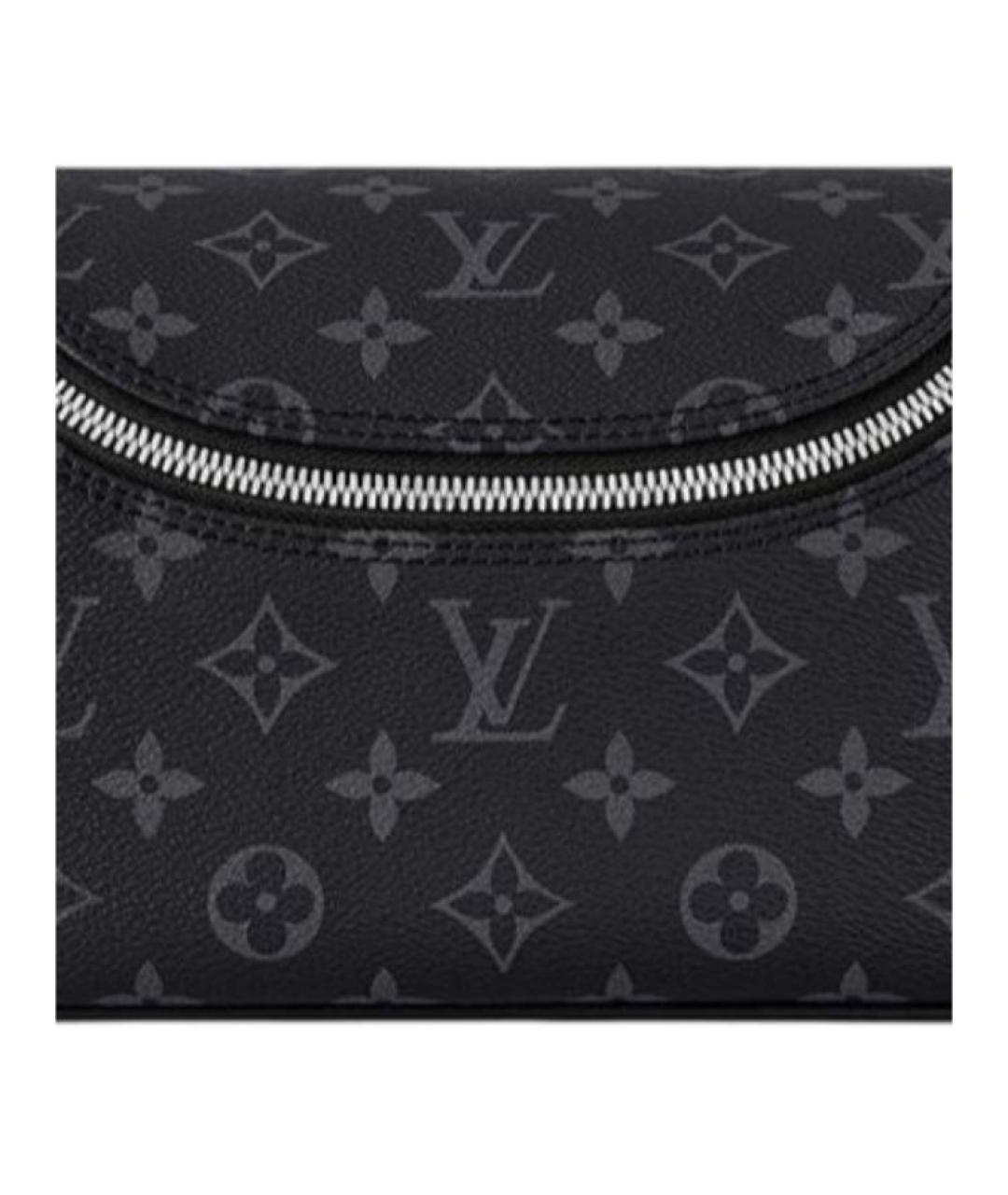 LOUIS VUITTON Черная кожаная барсетка, фото 4