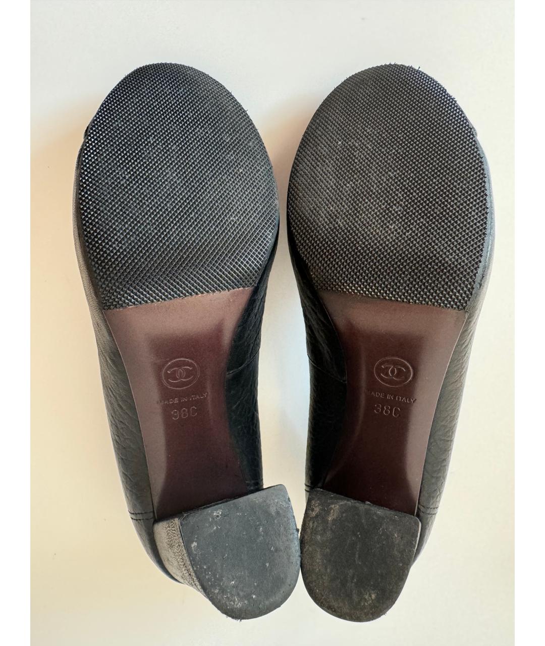 CHANEL Черные кожаные туфли, фото 5