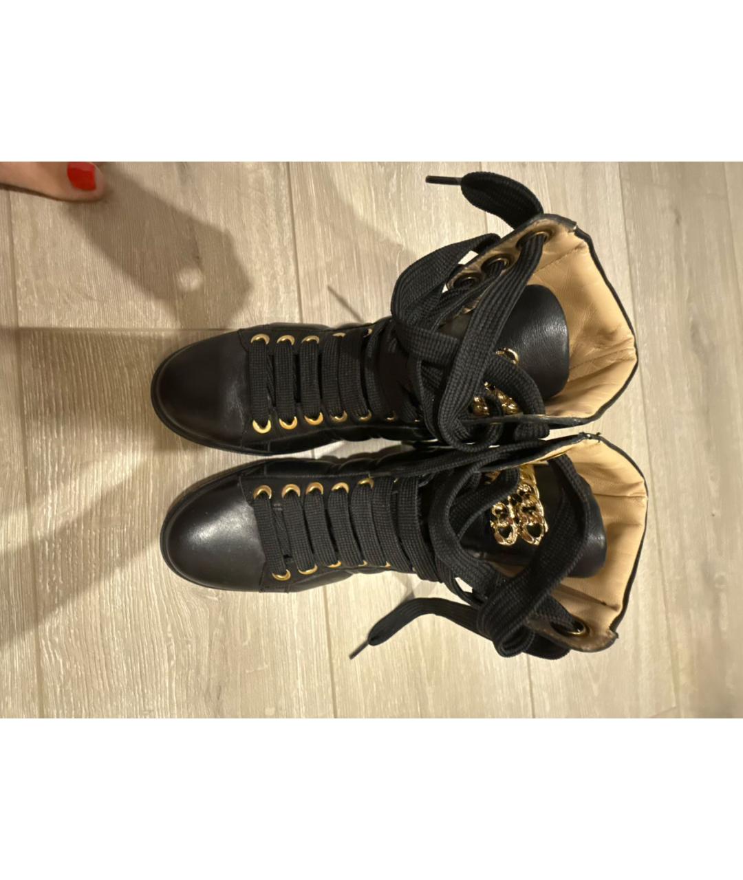 ELISABETTA FRANCHI Черные кожаные ботинки, фото 3