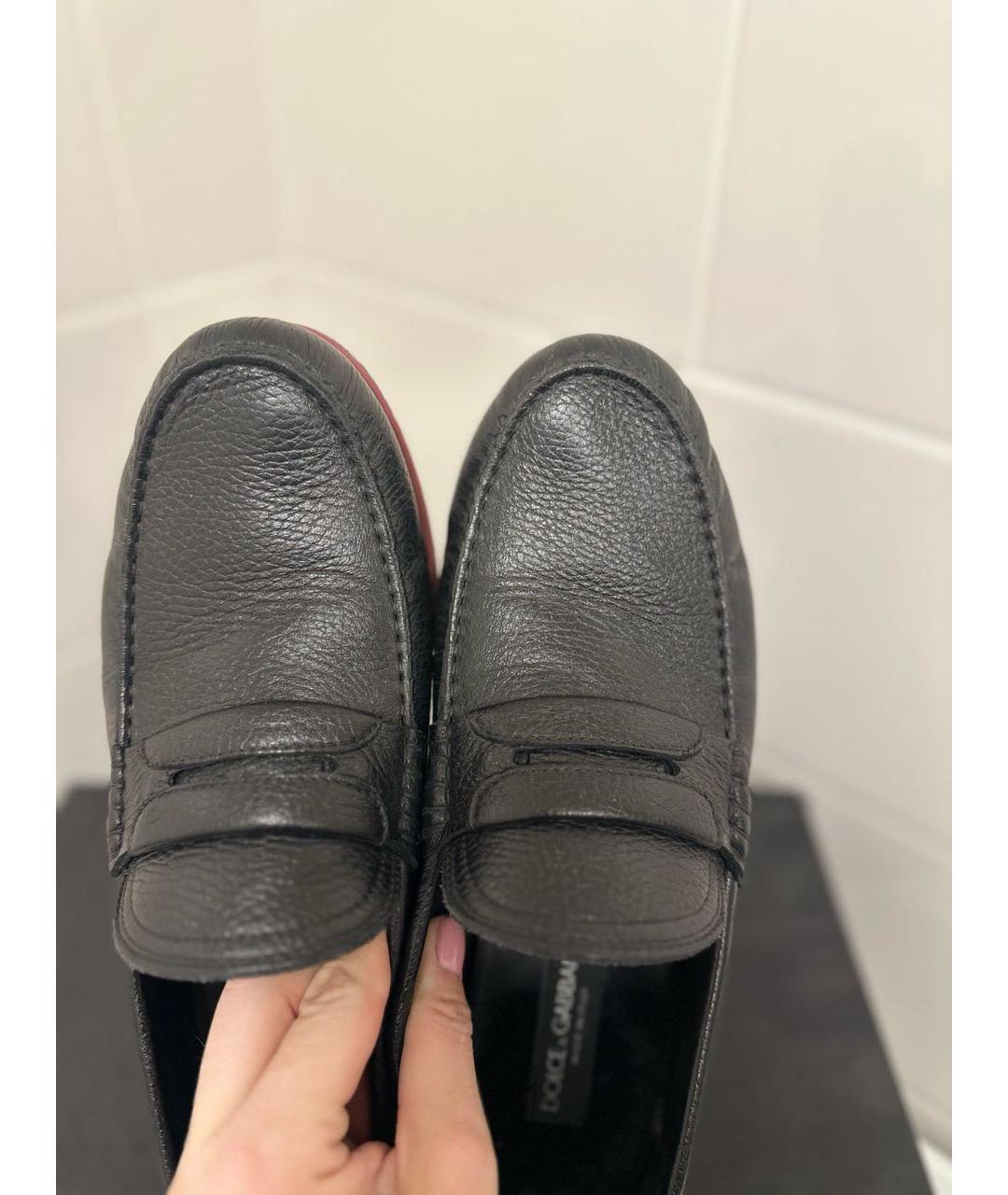 DOLCE&GABBANA Черные кожаные лоферы, фото 4