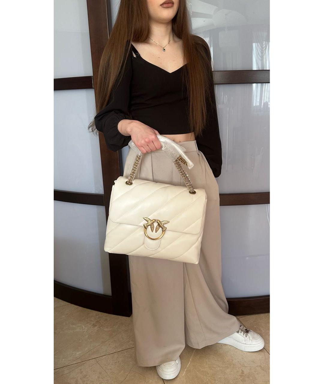 PINKO Белая кожаная сумка через плечо, фото 4