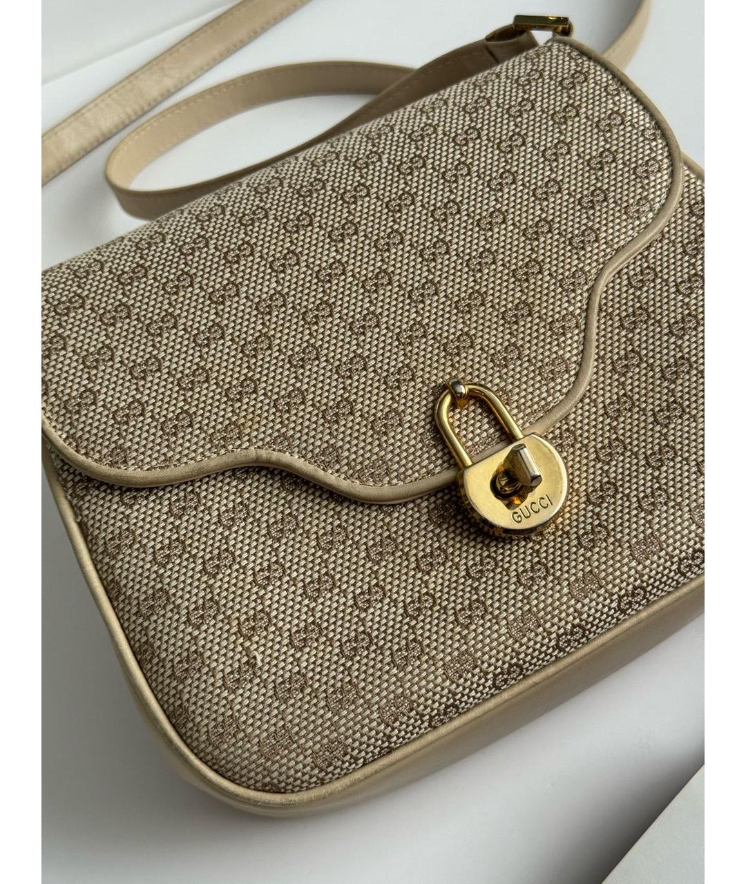 GUCCI Бежевая кожаная сумка через плечо, фото 7