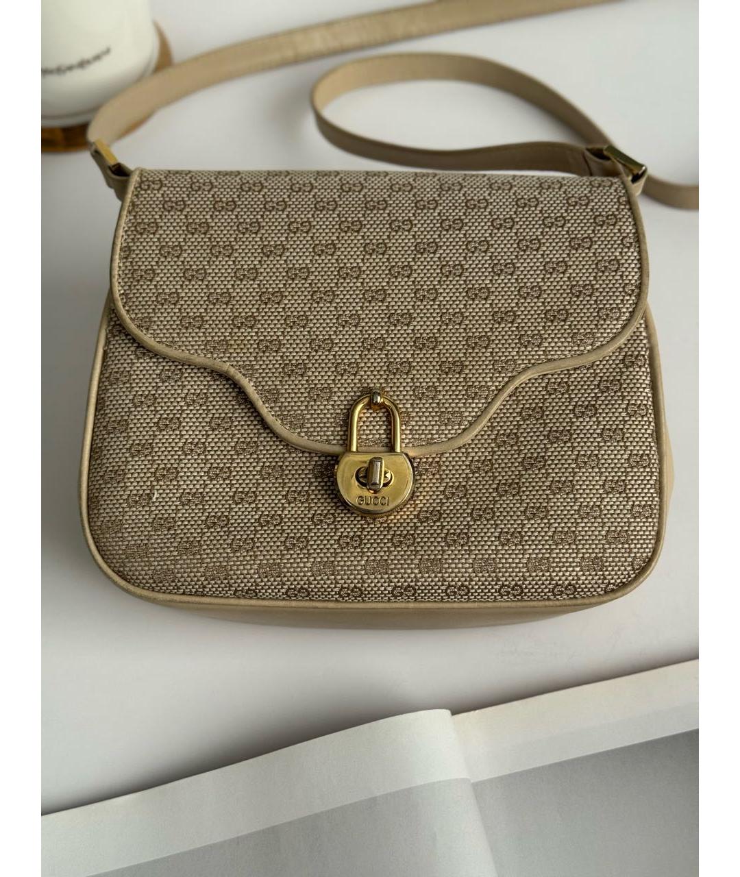 GUCCI Бежевая кожаная сумка через плечо, фото 6