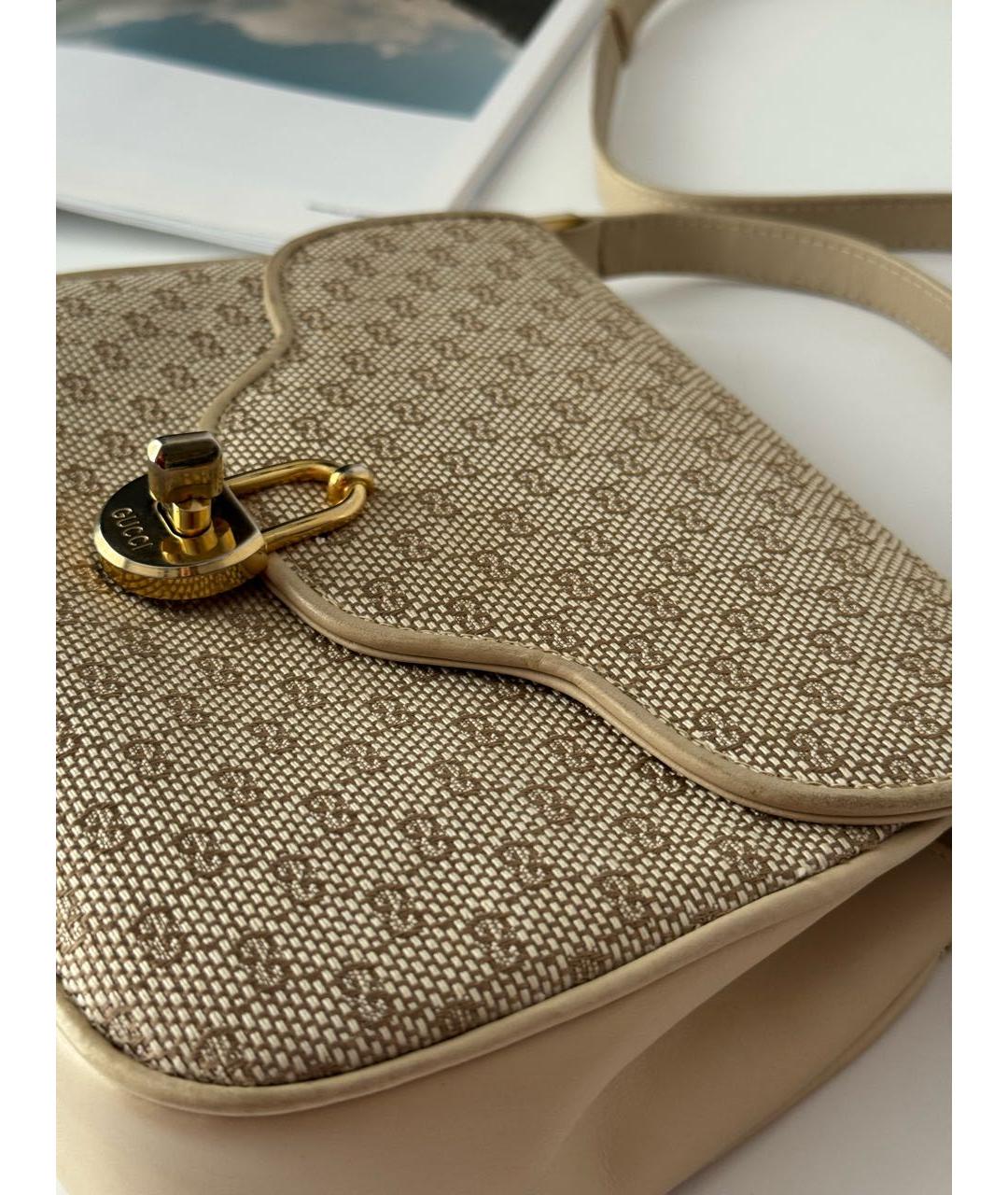 GUCCI Бежевая кожаная сумка через плечо, фото 5