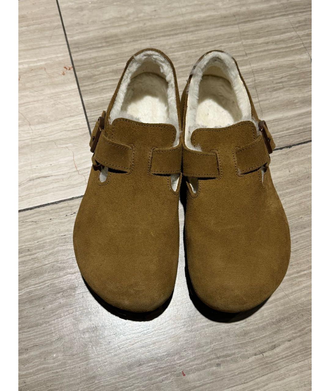 BIRKENSTOCK Горчичные замшевые сабо, фото 2