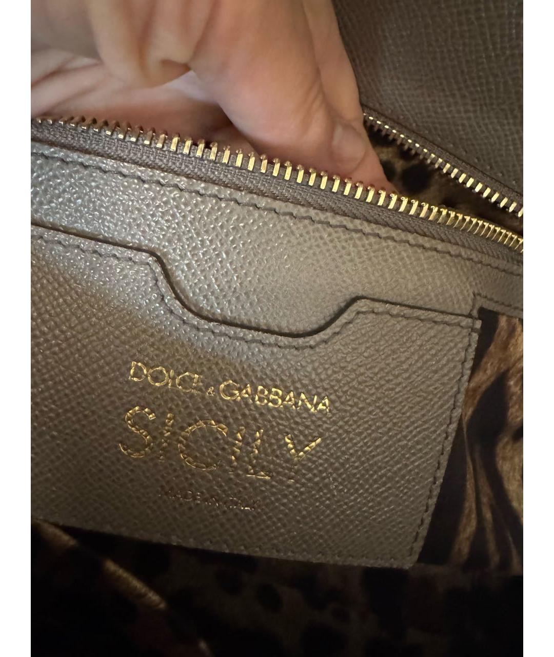 DOLCE&GABBANA Бежевая кожаная сумка тоут, фото 5