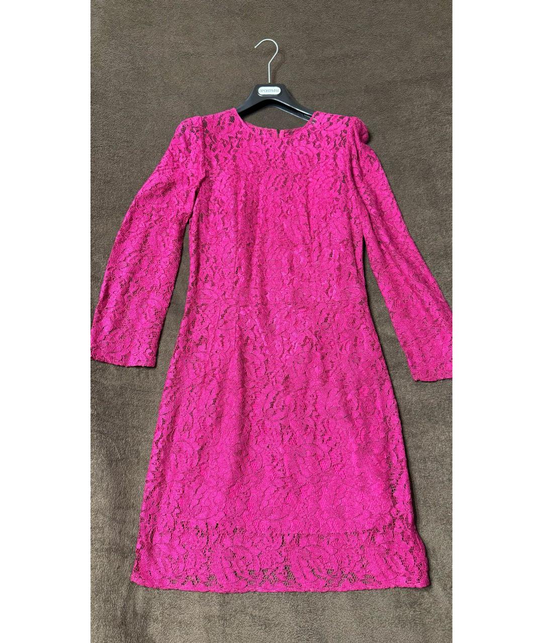 DOLCE&GABBANA Фуксия кружевное коктейльное платье, фото 6