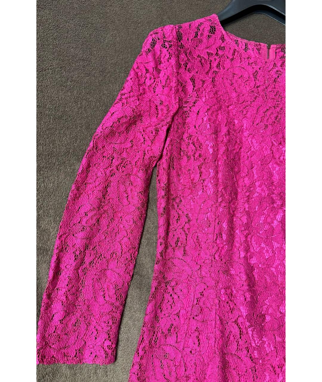 DOLCE&GABBANA Фуксия кружевное коктейльное платье, фото 5