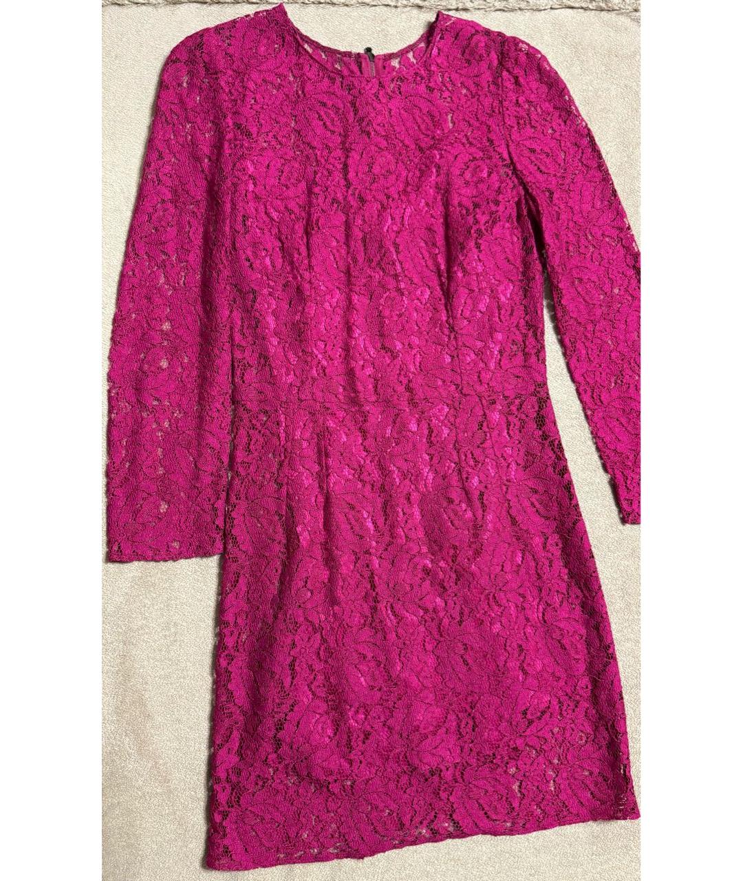 DOLCE&GABBANA Фуксия кружевное коктейльное платье, фото 2
