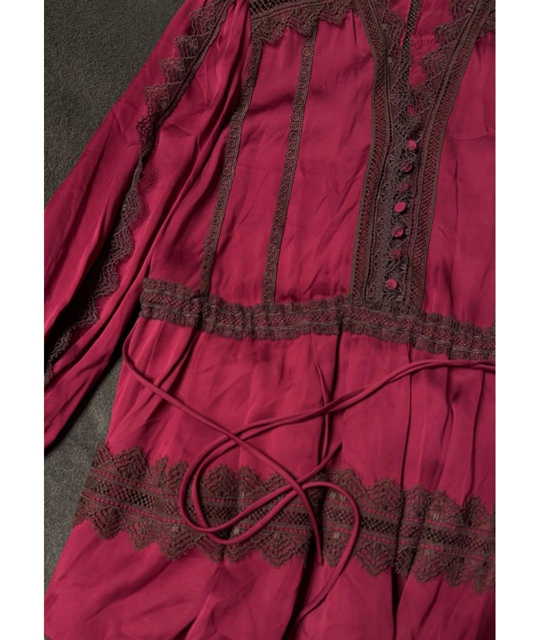 SELF-PORTRAIT Бордовое вискозное коктейльное платье, фото 7