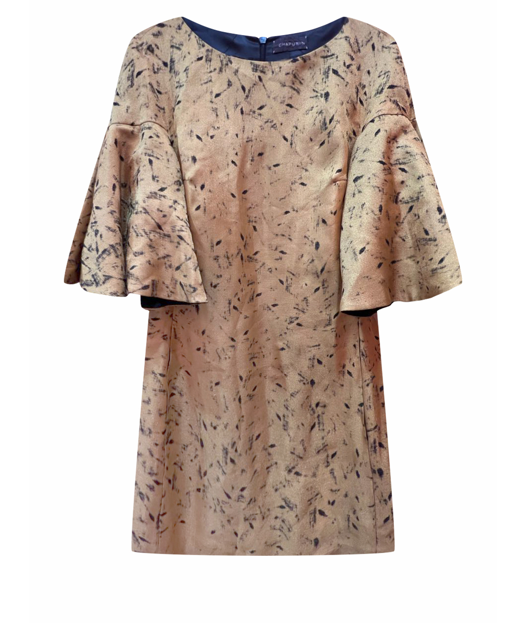 CHAPURIN Горчичное полиэстеровое коктейльное платье, фото 1