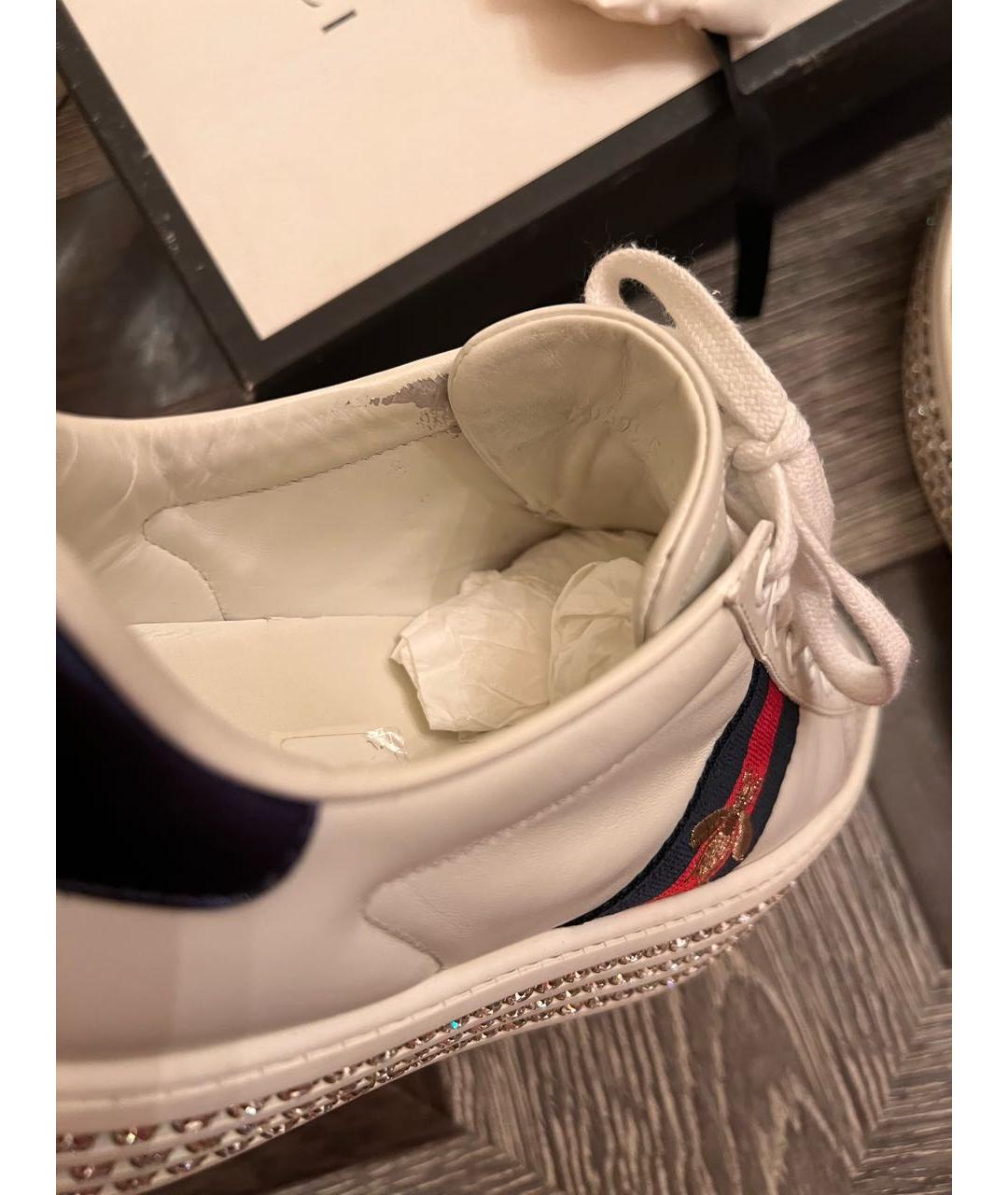 GUCCI Белые кожаные кеды, фото 8