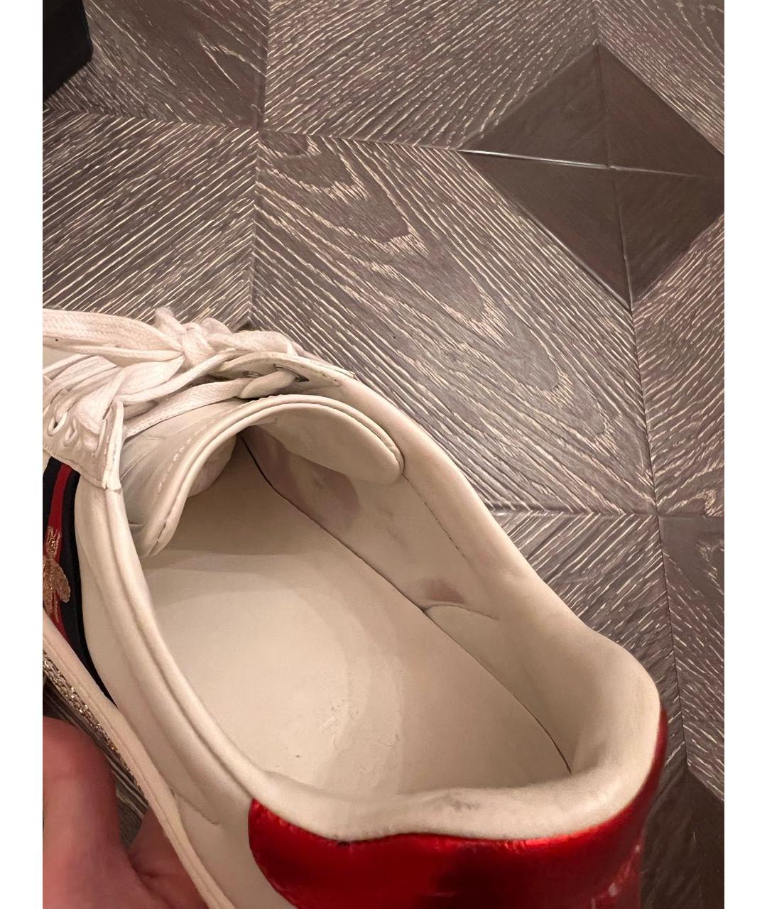 GUCCI Белые кожаные кеды, фото 7