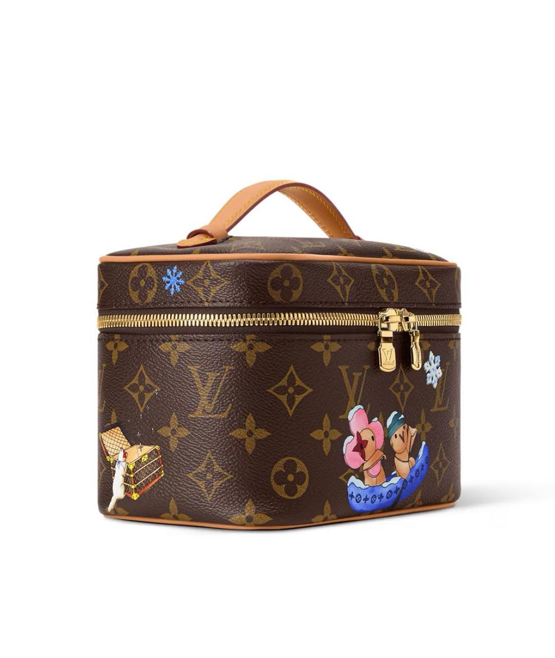 LOUIS VUITTON Коричневая кожаная косметичка, фото 1