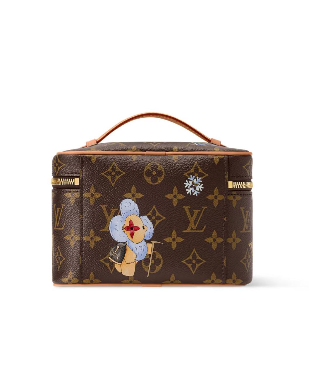 LOUIS VUITTON Коричневая кожаная косметичка, фото 4