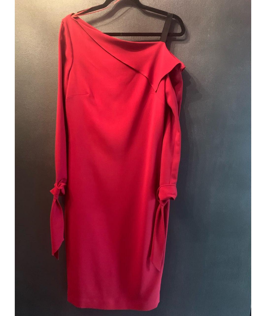 ROLAND MOURET Бордовое вискозное коктейльное платье, фото 8