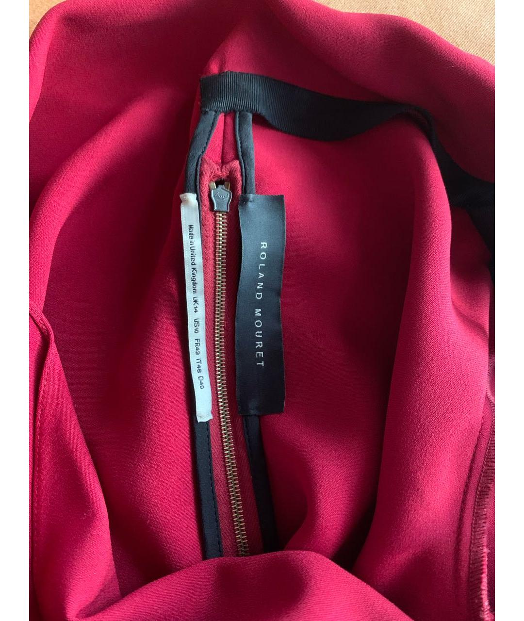 ROLAND MOURET Бордовое вискозное коктейльное платье, фото 5